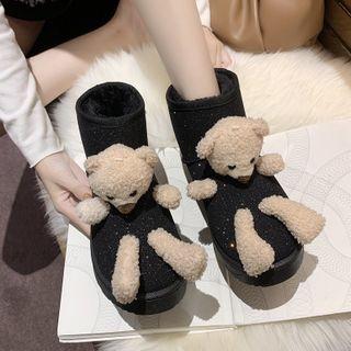 Bear Accent Fleece Snow Boots