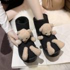 Bear Accent Fleece Snow Boots