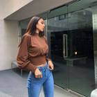 Mock-neck Tube-hem Crop Top