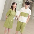 Couple Matching Short-sleeve T-shirt / Shorts / Mini A-line Dress / Set