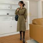 Corduroy Long Shirtdress With Faux-leather Belt