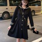 Sailor Long-sleeve A-line Dress As Shown In Figure - One Size