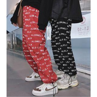 Lettering Couple Matching Wide-leg Pants