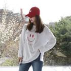 Round-neck Slit-side Printed T-shirt