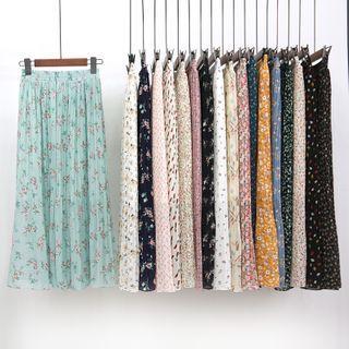 Floral Print Pleated Chiffon Skirt (various Design)