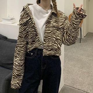 Zebra Print Cropped Jacket