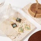 Flower Square Alloy Dangle Earring