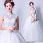 Sleeveless Mandarin-collar Ball Gown Wedding Dress