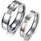 Couple Rhinestone Titanium Steel Ring