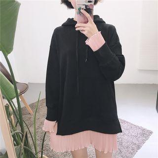Pleated Panel Hoodie Dress