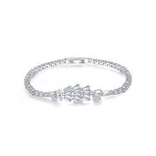 Fashion Geometric Fan-shaped Bracelet With Cubic Zirconia 17cm Silver - One Size