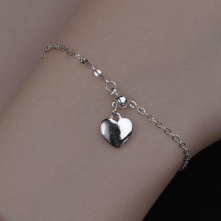 Heart Pendant Alloy Bracelet Silver - One Size