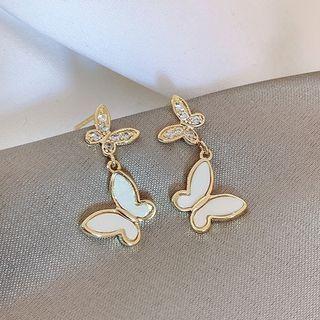 Rhinestone Butterfly Drop Earring 1 Pair - One Size
