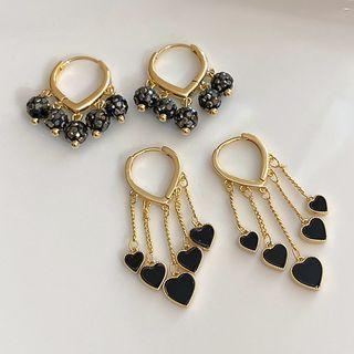 Heart / Rhinestone Fringed Earring