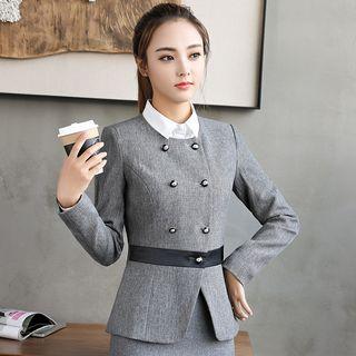 Double-breasted Blazer / Slim-fit Pants / Long-sleeve Blouse / Pencil Skirt