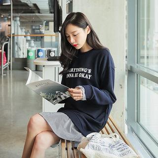 Lettering Layered-hem Sweatshirt Dress