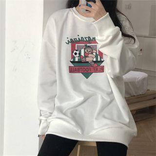 Loose-fit Long-sleeve Printed Sweatshirt White - One Size