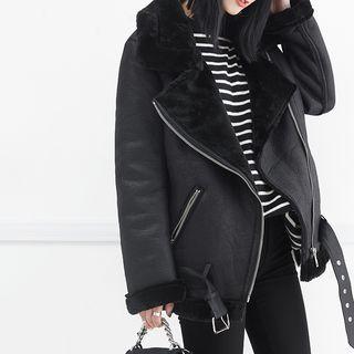Furry-lined Faux-suede Jacket