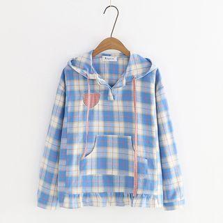 Plaid Hoodie As Shown In Figure - One Size