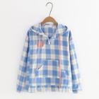 Plaid Hoodie As Shown In Figure - One Size