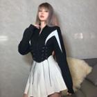 Lace-up Asymmetrical Cropped Zip-up Jacket