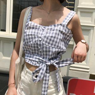 Plaid Wide-strap Crop Top