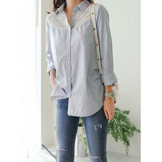 Lace-yoke Cotton Shirt