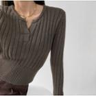 V-neck Ribbed-knit Sweater