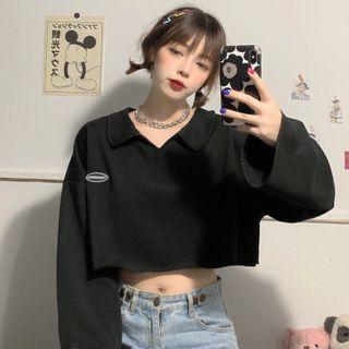 Collar Cropped Sweatshirt
