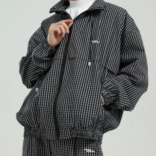 Plaid Zip-up Jacket / Drawstring-cuff Pants