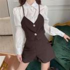 Long-sleeve Paneled Shirt / Wide-leg Shorts