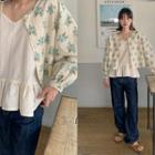 Bishop-sleeve Floral Jacket