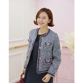 Metal-button Tweed Jacket