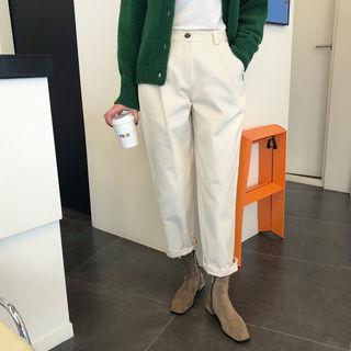 Flat-front Pintuck-trim Pants