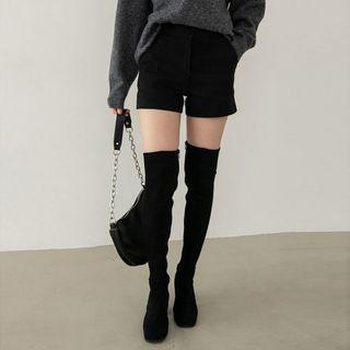 Zip-fly Plain Winter Shorts
