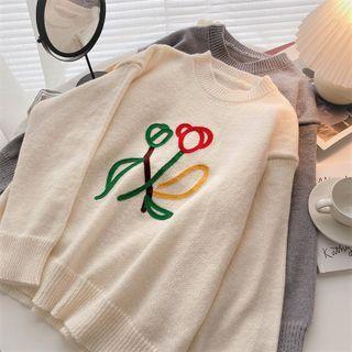 Long-sleeve Round Neck Print Sweater