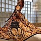 Printed Long-sleeve Slit Maxi A-line Dress