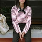 Striped Long-sleeve T-shirt Red Stripes - White - One Size