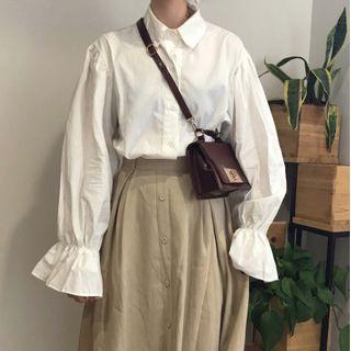 Flared-cuff Shirt White - One Size