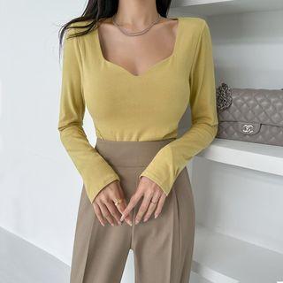 Long-sleeve Sweetheart Top