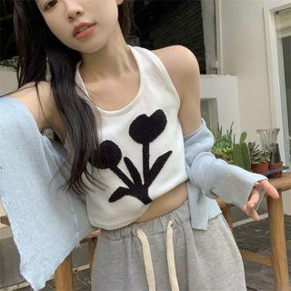 Halter Crop Tank Top / Plain Cardigan
