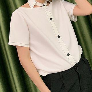 Cut-out Short-sleeve Shirt