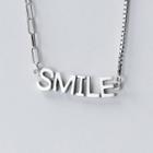 Asymmetric 925 Sterling Silver Lettering Pendant Necklace S925 Silver - Necklace - One Size