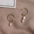 Faux Pearl Dangle Earring 1 Pair - Gold & Silver - One Size
