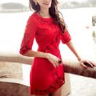 Lace Elbow Sleeve Dress