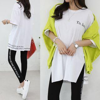 Letter Print Boxy-fit Cotton T-shirt