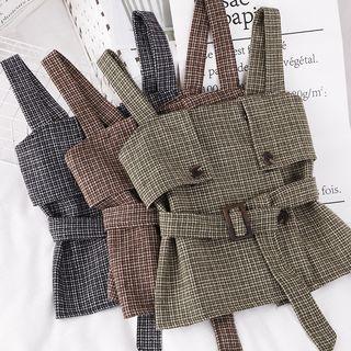 Plaid Camisole Tube Top With Belt