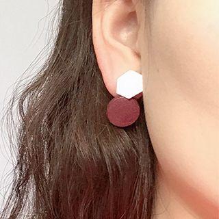 Geometric Wooden Dangle Earring