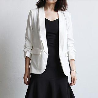 3/4-sleeve Open Front Shawl Lapel Blazer