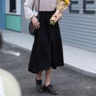 Irregular Hem A-line Midi Skirt Black - One Size